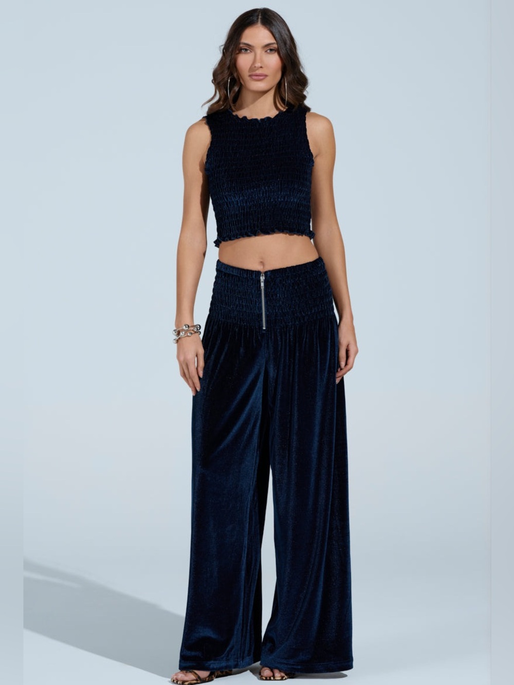 AKIRA Go Get It Blue Velvet Pant Size L/XL NWT